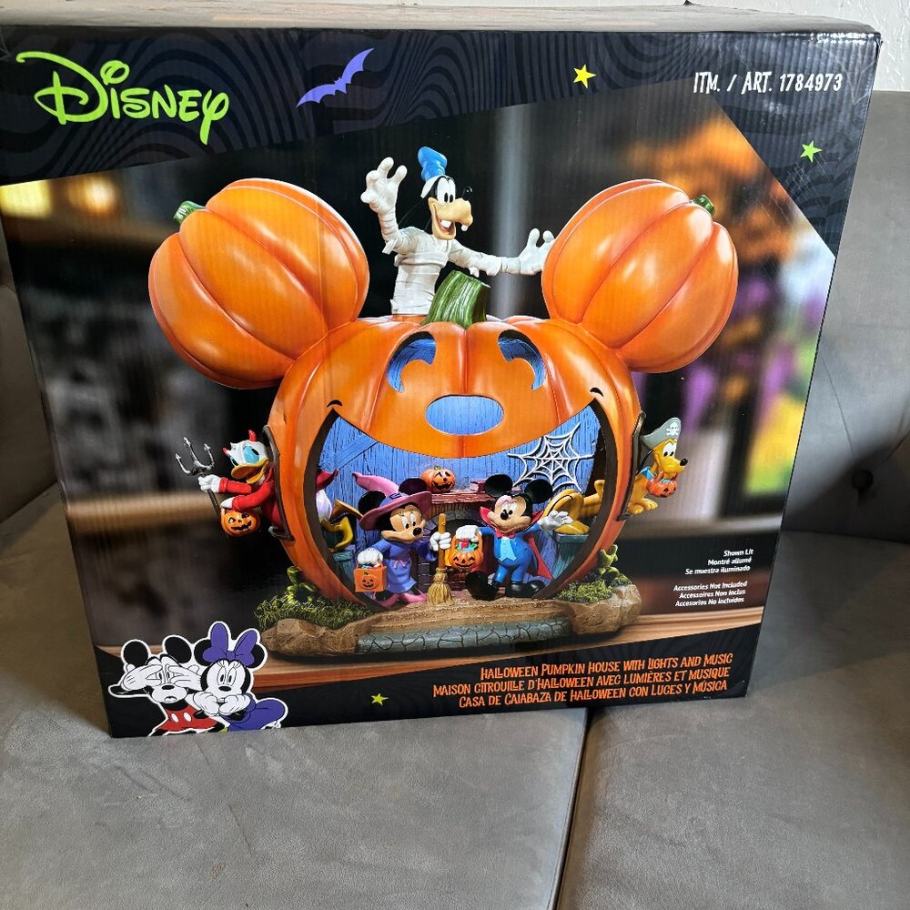 NWT‎ Disney Halloween Pumpkin House Light & Music Decoration – Mickey & Friends